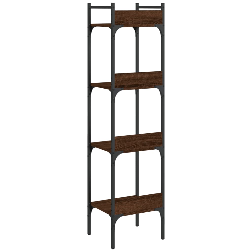 bogreol 35x30x138,5 cm 4 hylder konstrueret træ brunt egetræ