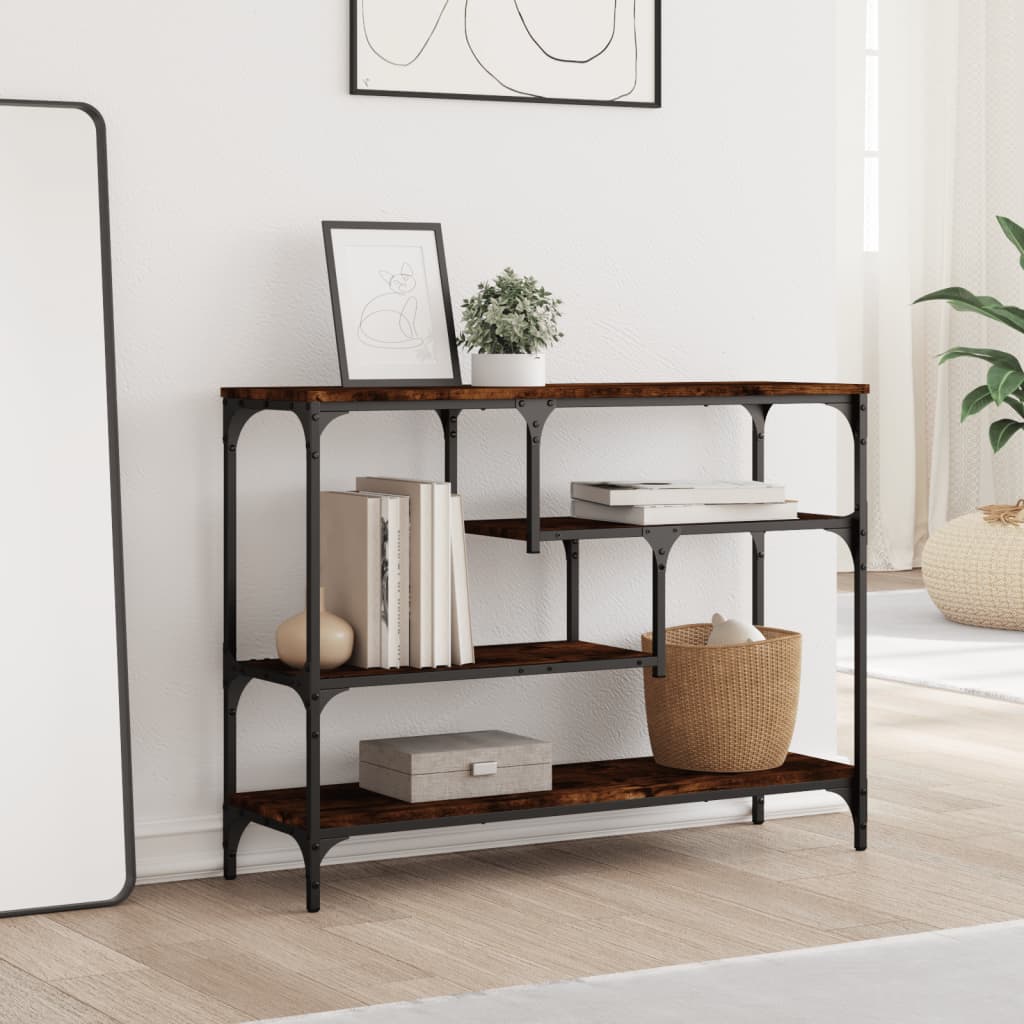 konsolbord 100x30x75 cm konstrueret træ røget egetræsfarve
