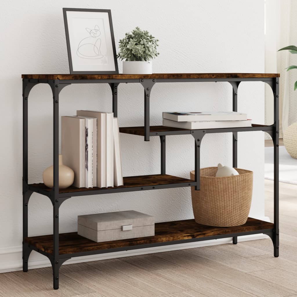 konsolbord 100x30x75 cm konstrueret træ røget egetræsfarve