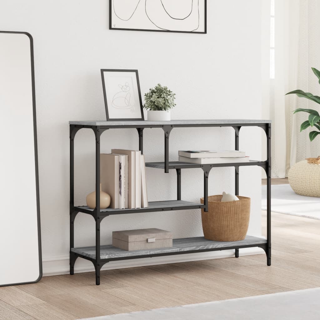 konsolbord 100x30x75 cm konstrueret træ grå sonoma-eg