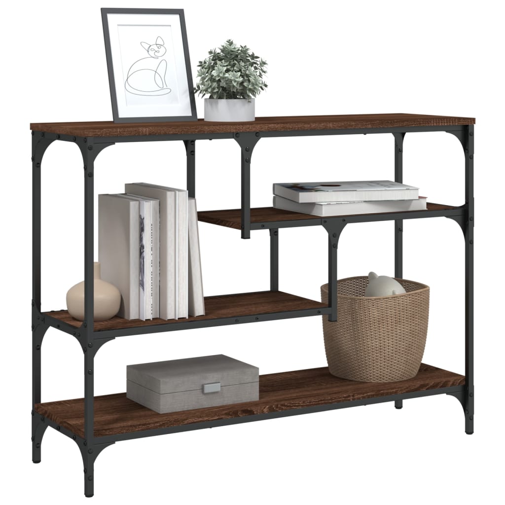 konsolbord 100x30x75 cm konstrueret træ brun egetræsfarve