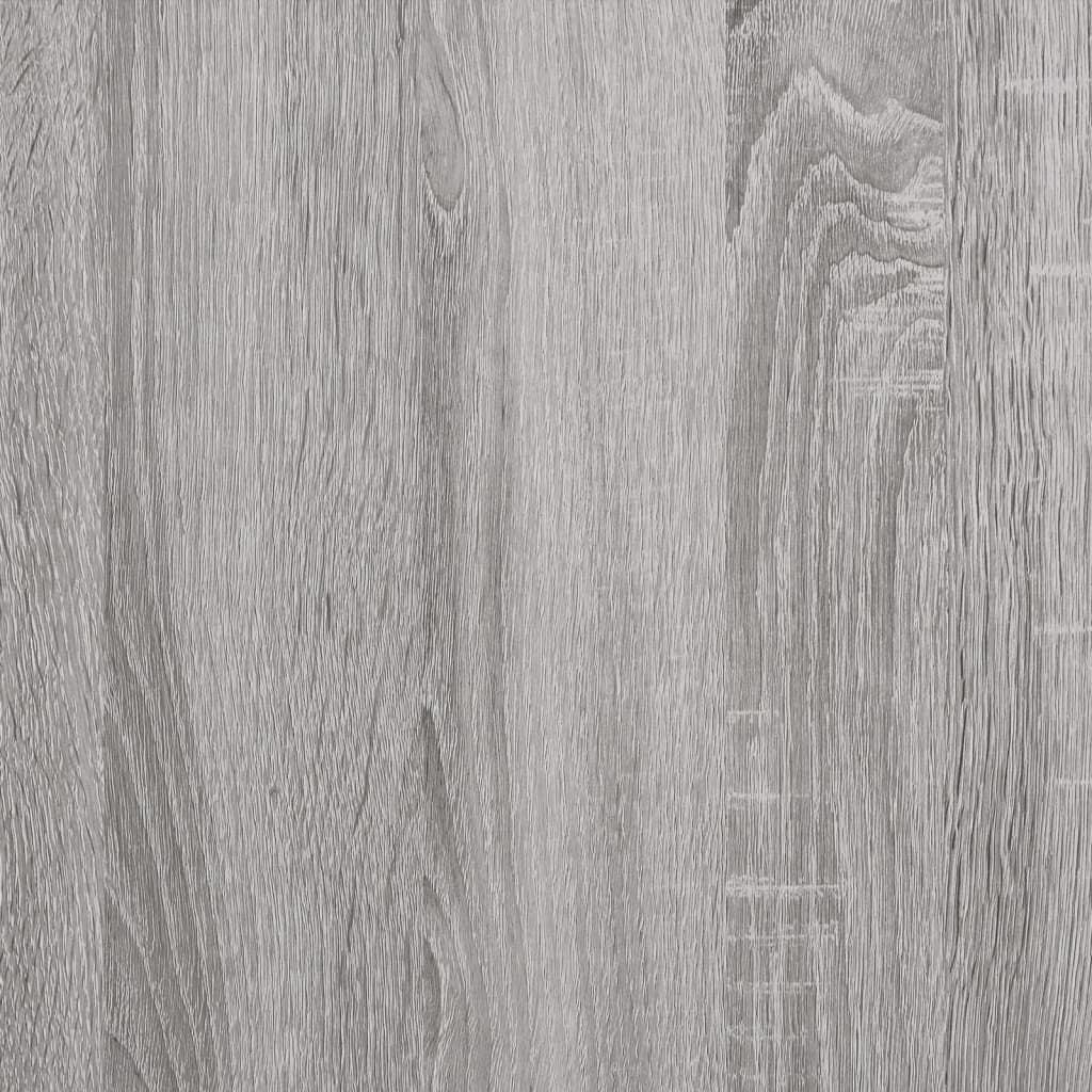 køkkenreol med knager og 4 hylder konstrueret træ grå sonoma-eg