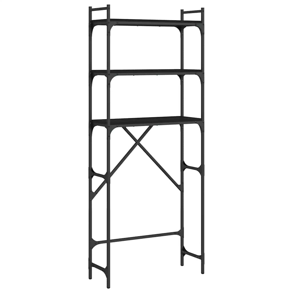 vaskemaskineskab 67x25x163 cm konstrueret træ sort