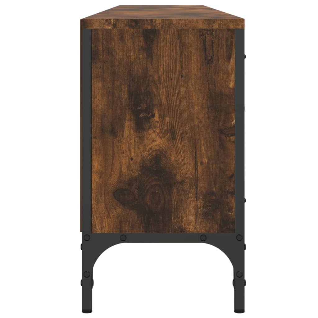 tv-bord med skuffe 200x25x44 cm konstrueret træ røget egetræ