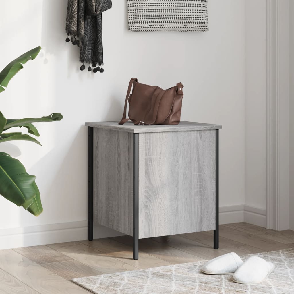 opbevaringsbænk 40x42,5x50 cm konstrueret træ grå sonoma-eg