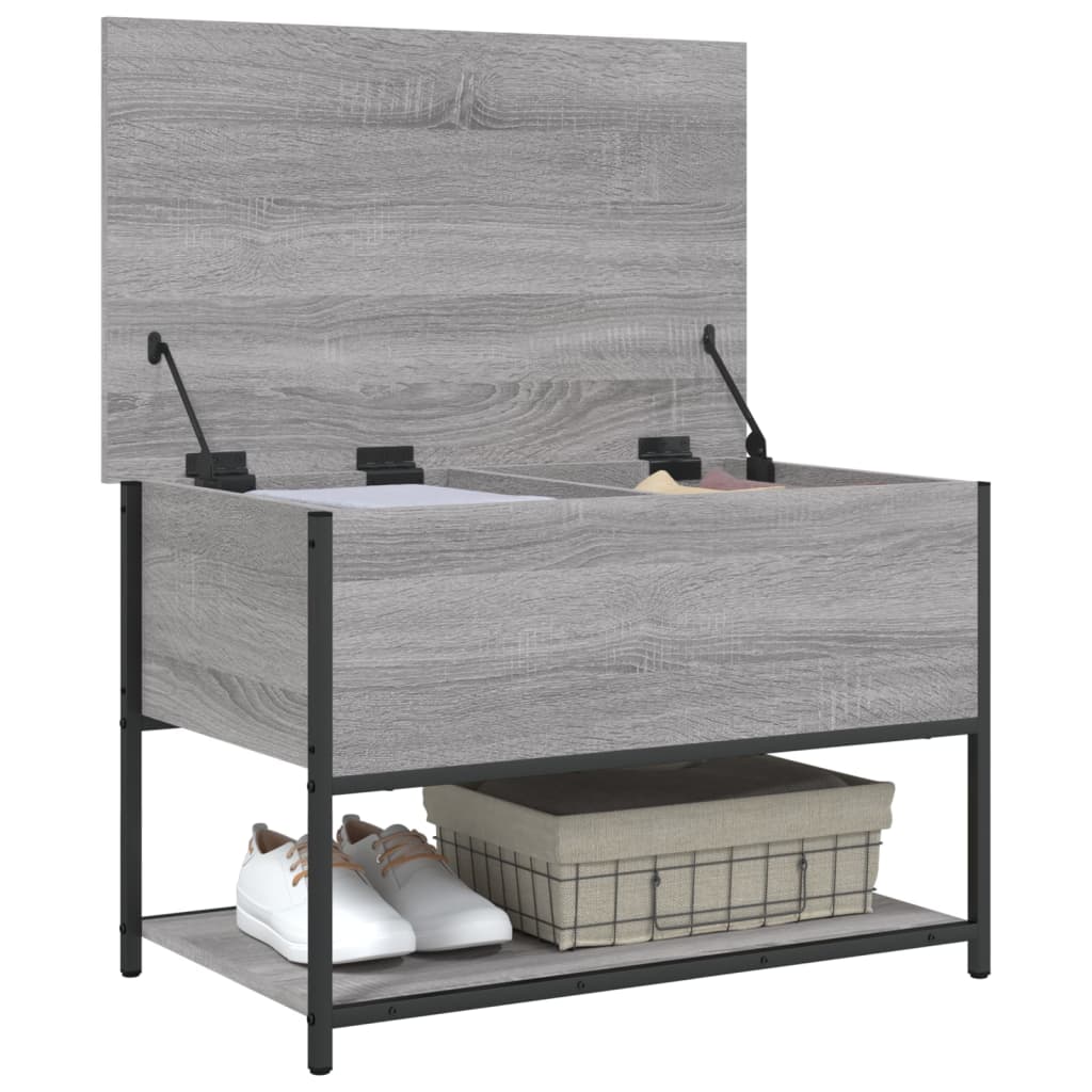 opbevaringsbænk 70x42,5x47 cm konstrueret træ grå sonoma-eg