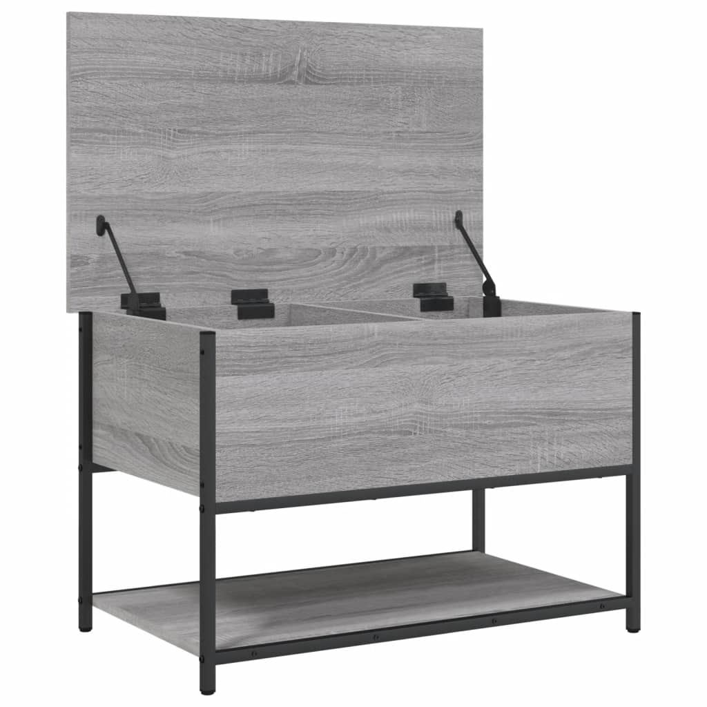 opbevaringsbænk 70x42,5x47 cm konstrueret træ grå sonoma-eg