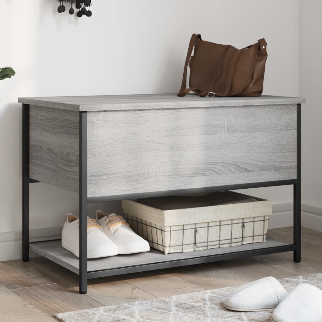 opbevaringsbænk 70x42,5x47 cm konstrueret træ grå sonoma-eg