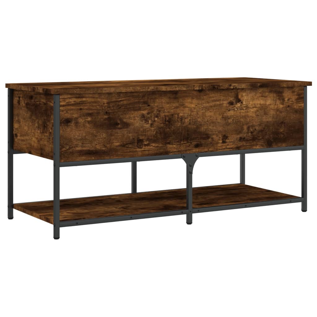 opbevaringsbænk 100x42,5x47 cm konstrueret træ røget egetræ
