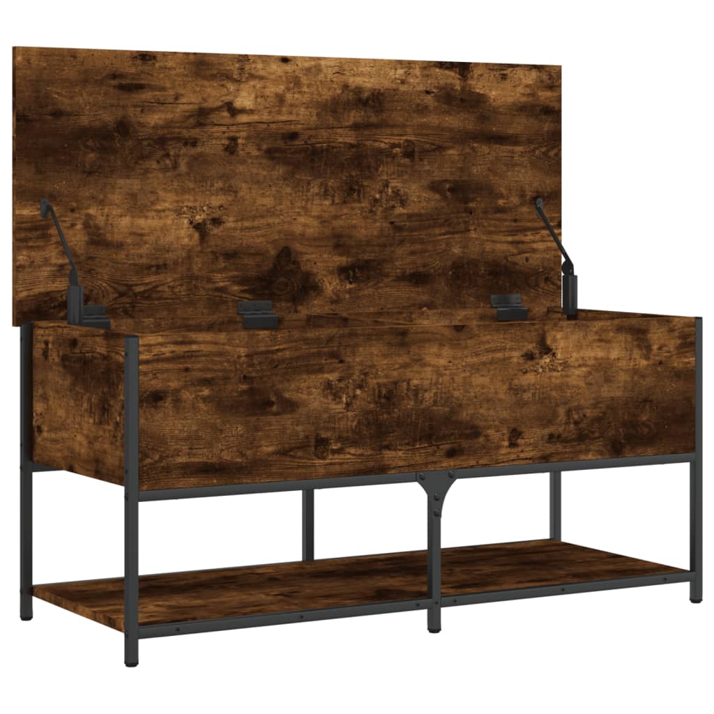 opbevaringsbænk 100x42,5x47 cm konstrueret træ røget egetræ