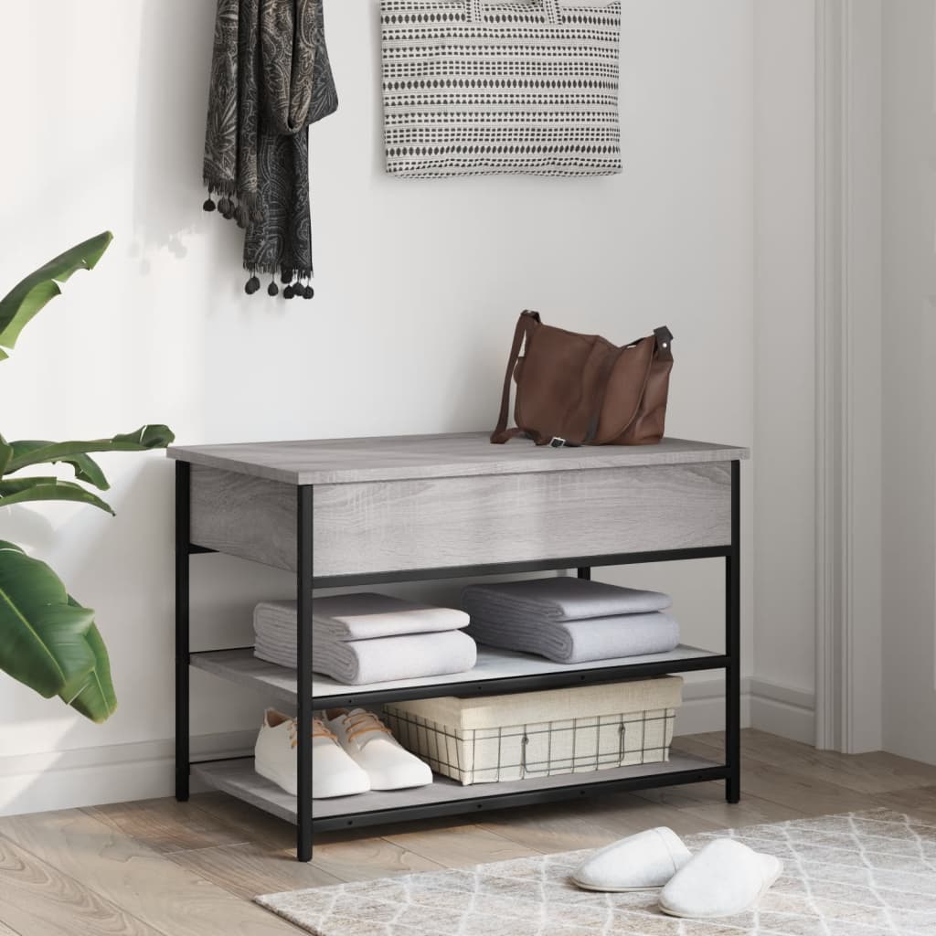 skobænk 70x42,5x50 cm konstrueret træ grå sonoma-eg
