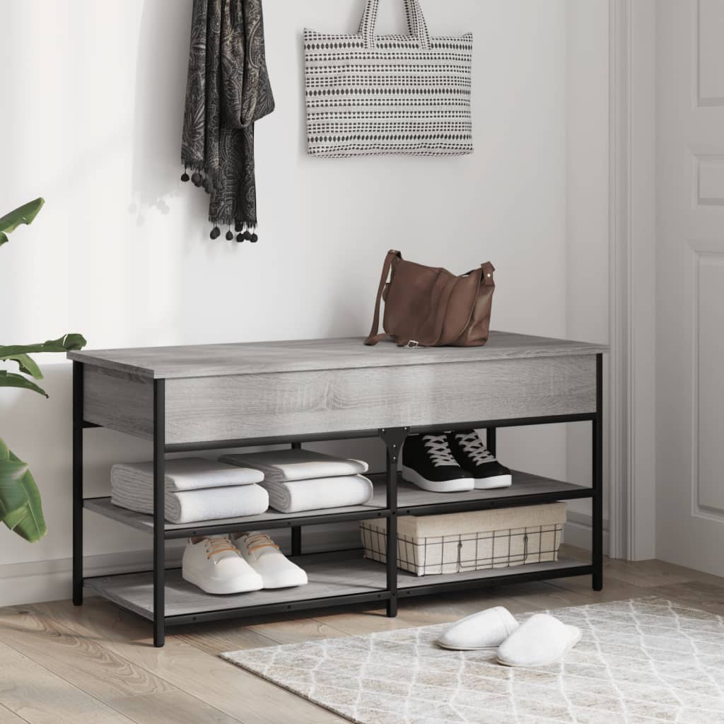 skobænk 100x42,5x50 cm konstrueret træ grå sonoma-eg