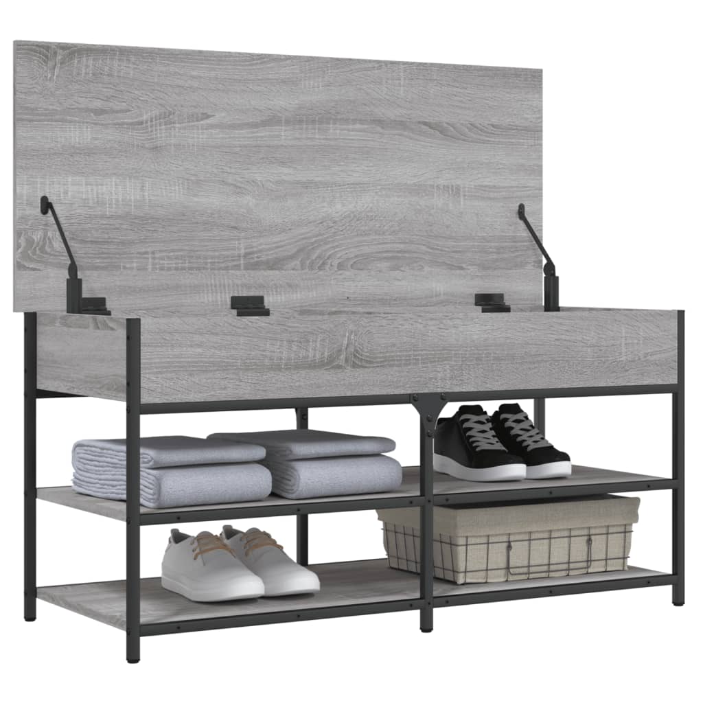 skobænk 100x42,5x50 cm konstrueret træ grå sonoma-eg