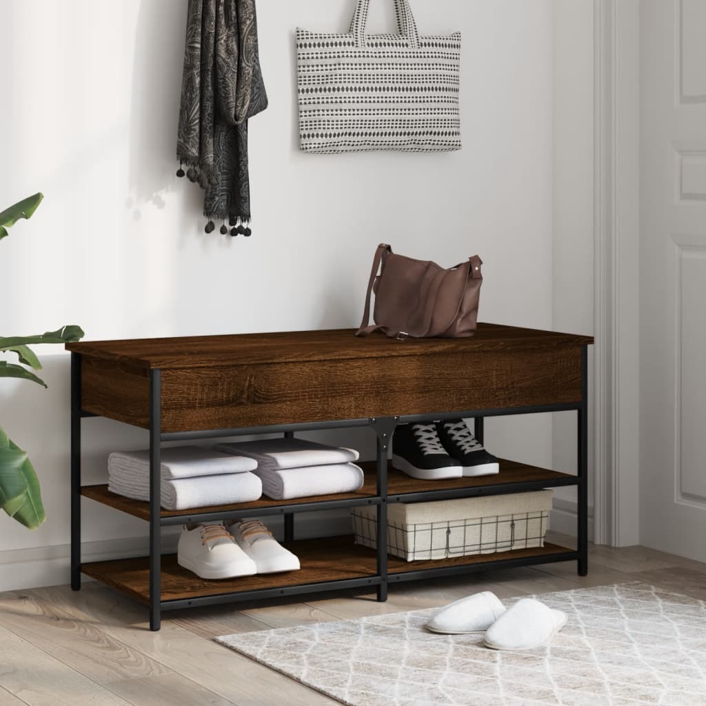 skobænk 100x42,5x50 cm konstrueret træ brun egetræsfarve