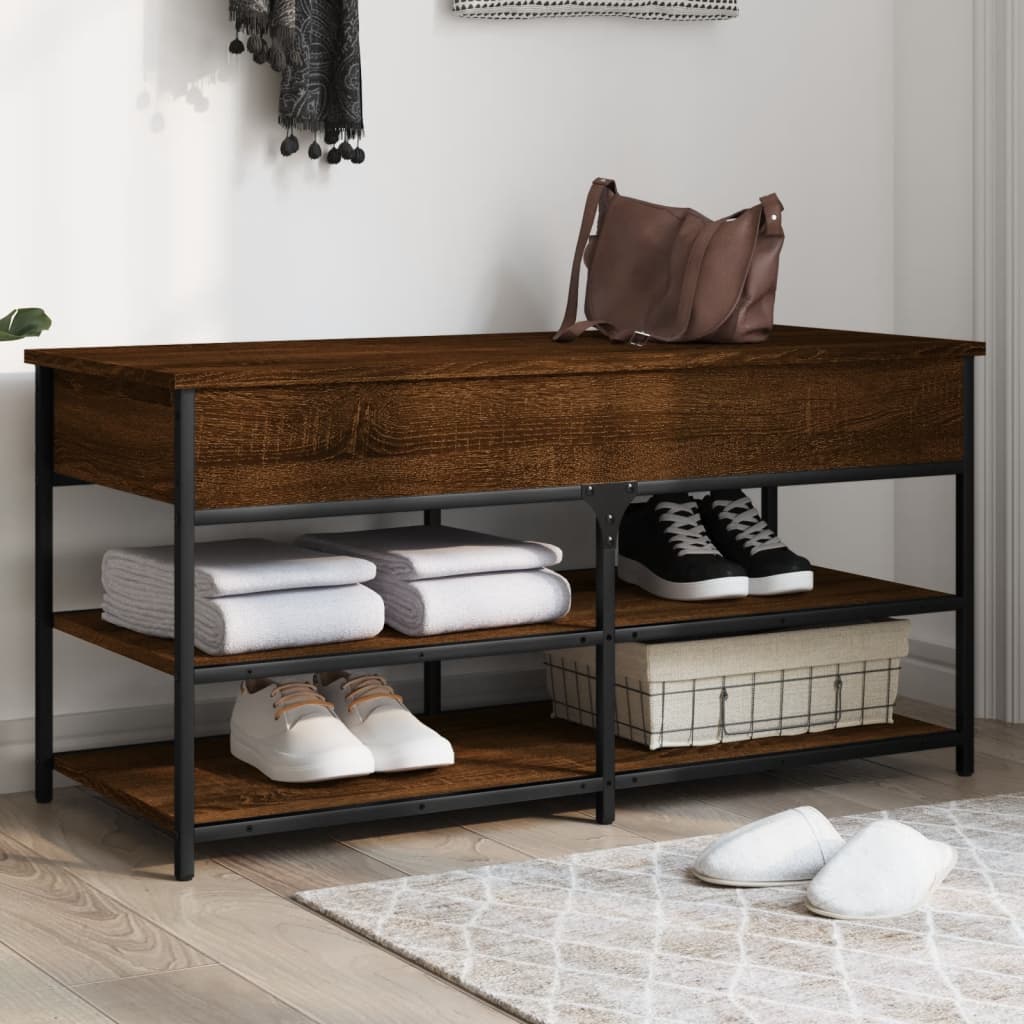 skobænk 100x42,5x50 cm konstrueret træ brun egetræsfarve
