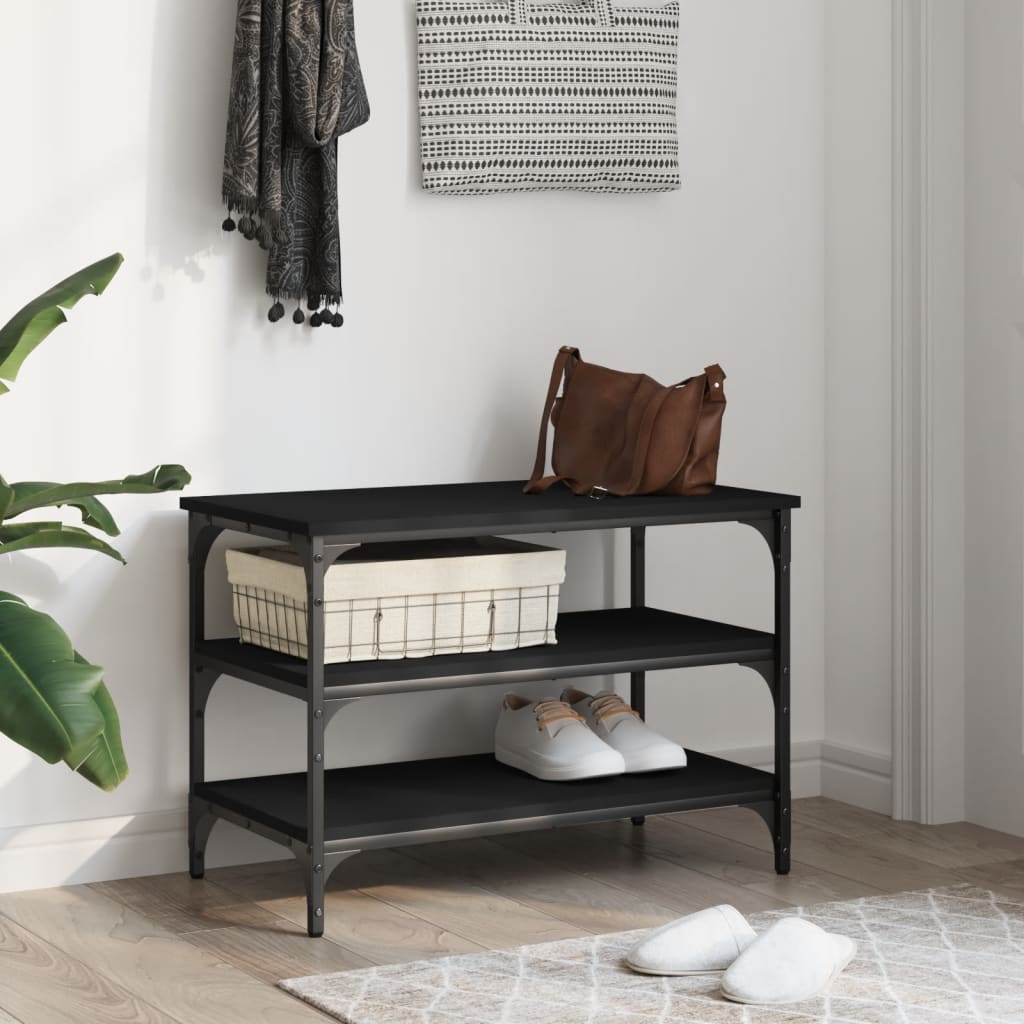 skobænk 70x38,5x49 cm konstrueret træ sort