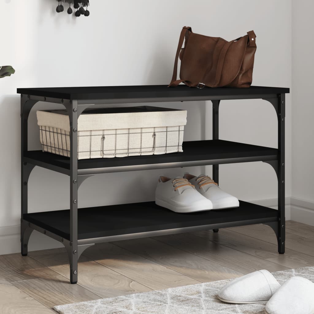 skobænk 70x38,5x49 cm konstrueret træ sort