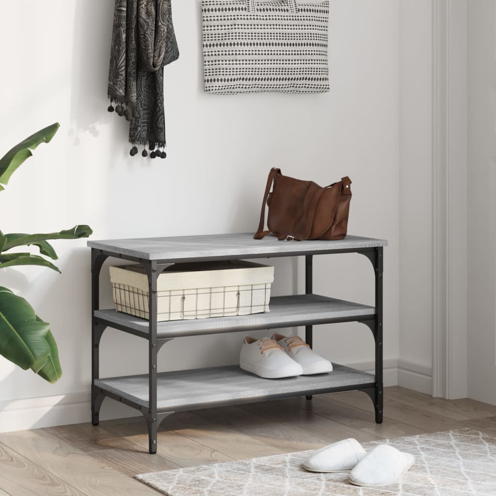 skobænk 70x38,5x49 cm konstrueret træ grå sonoma-eg