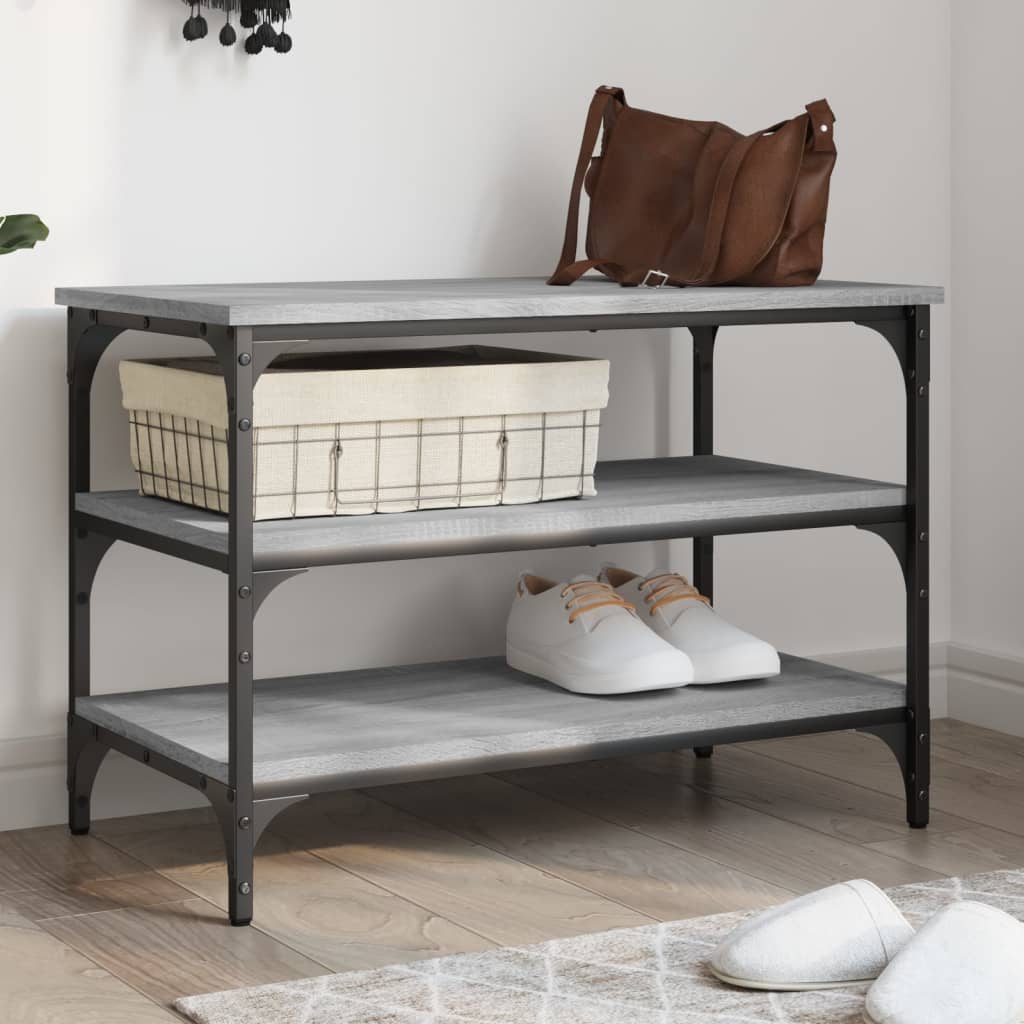 skobænk 70x38,5x49 cm konstrueret træ grå sonoma-eg