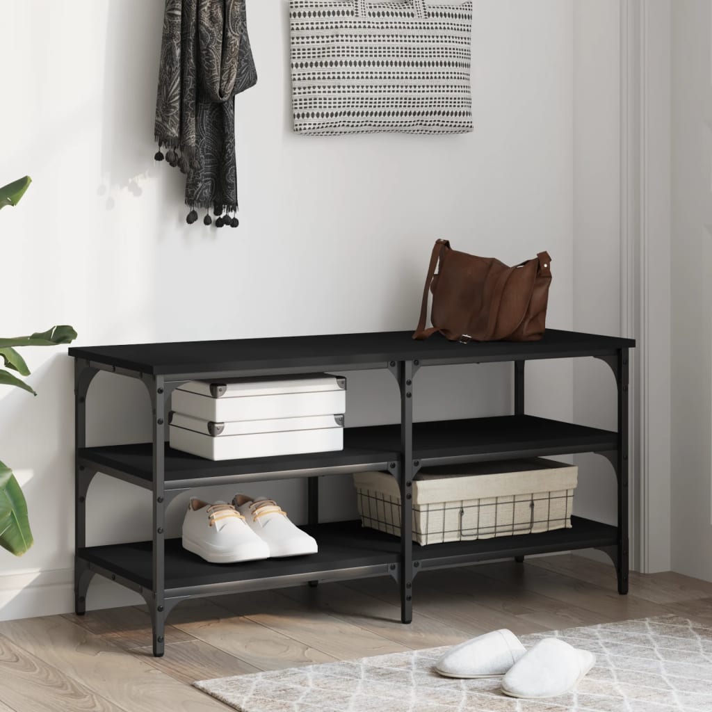 skobænk 100x38,5x49 cm konstrueret træ sort