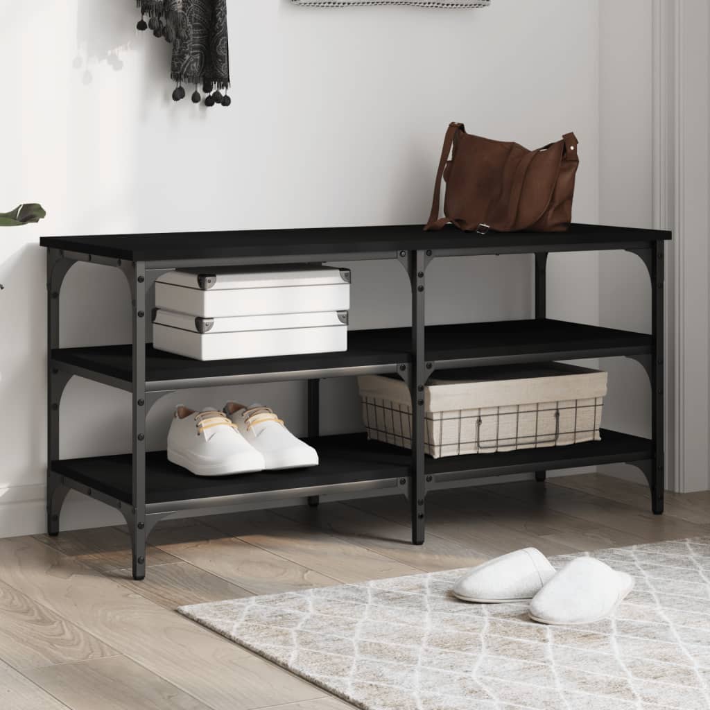 skobænk 100x38,5x49 cm konstrueret træ sort