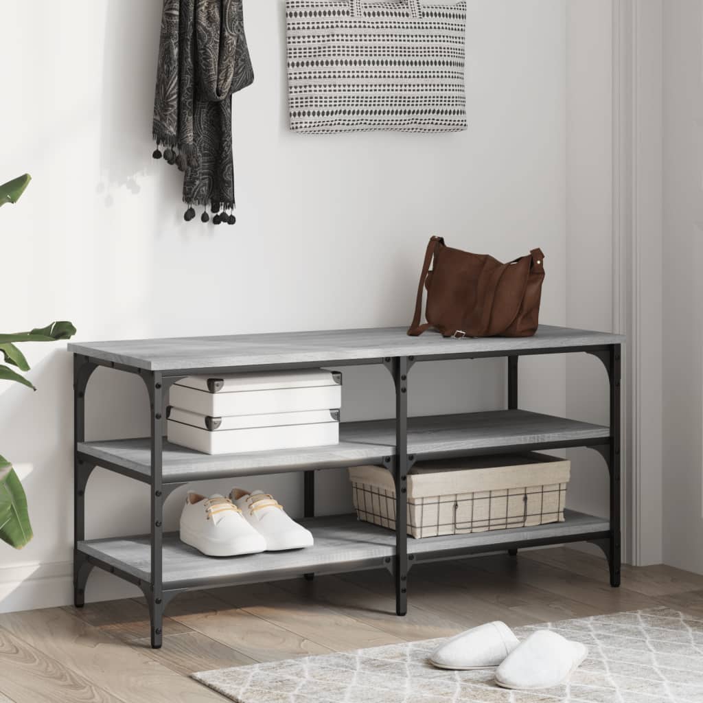 skobænk 100x38,5x49 cm konstrueret træ grå sonoma-eg