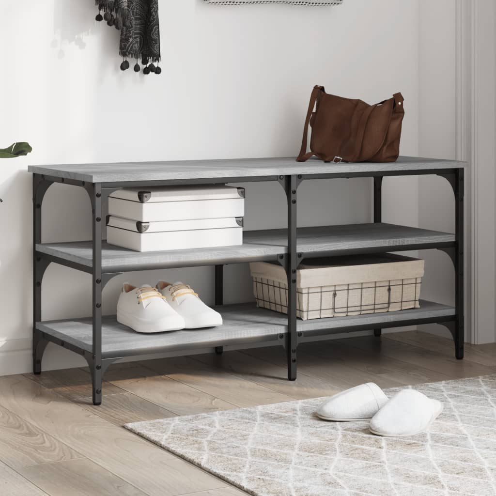 skobænk 100x38,5x49 cm konstrueret træ grå sonoma-eg
