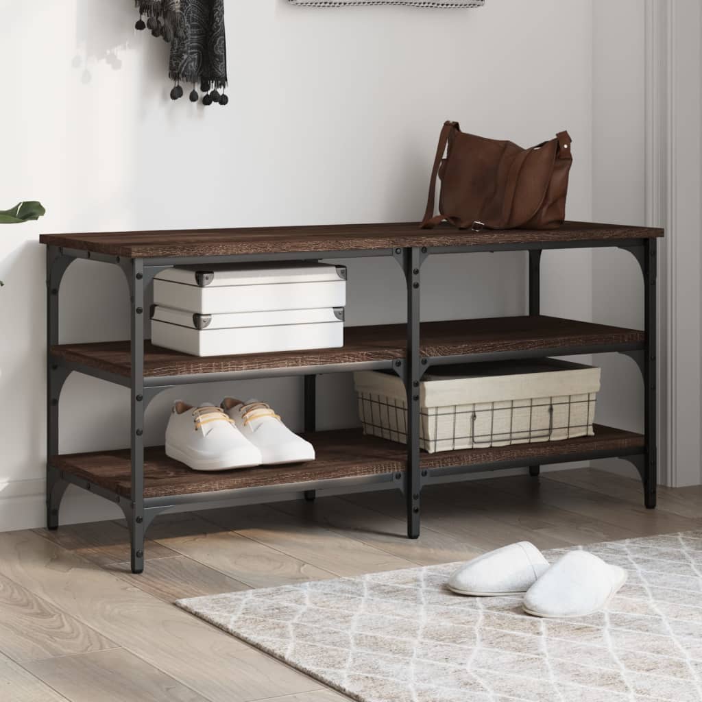 skobænk 100x38,5x49 cm konstrueret træ brun egetræsfarve