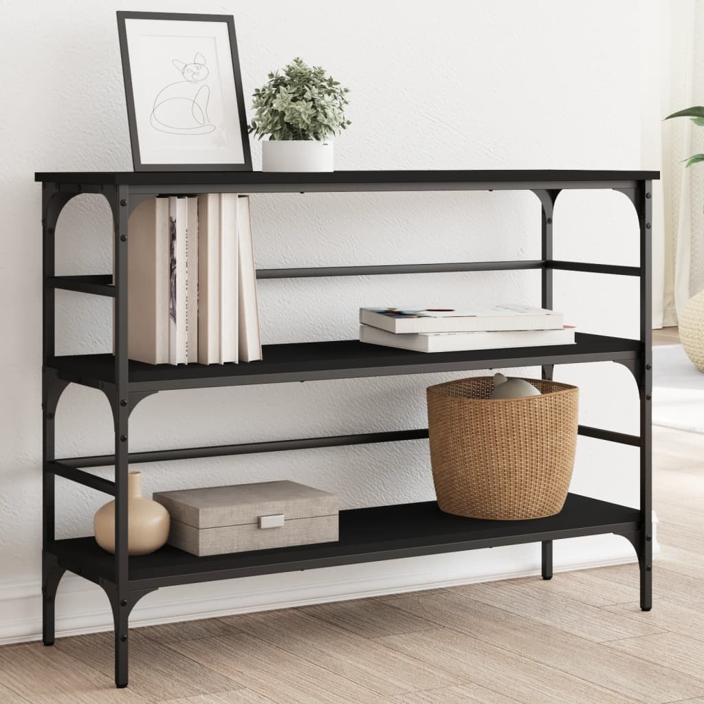 konsolbord 100x32x75 cm konstrueret træ sort