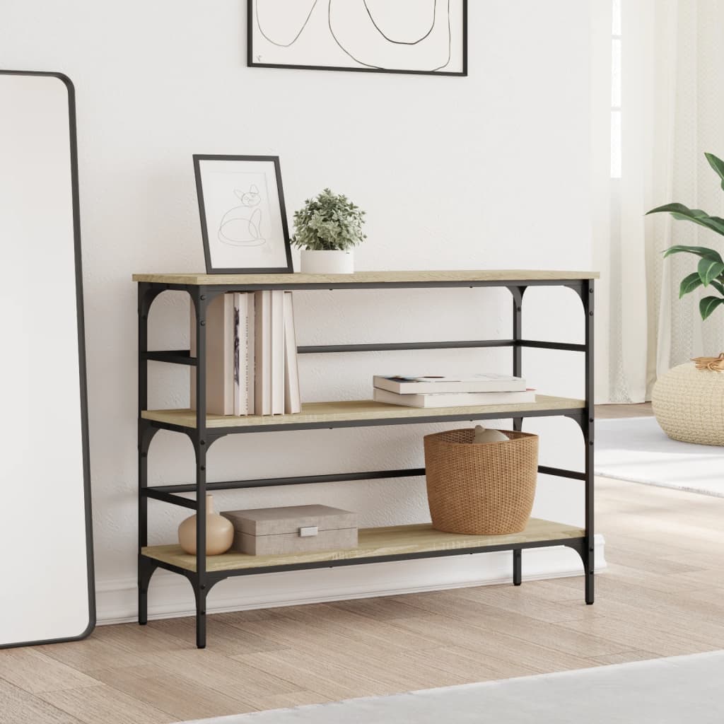 konsolbord 100x32x75 cm konstrueret træ sonoma-eg