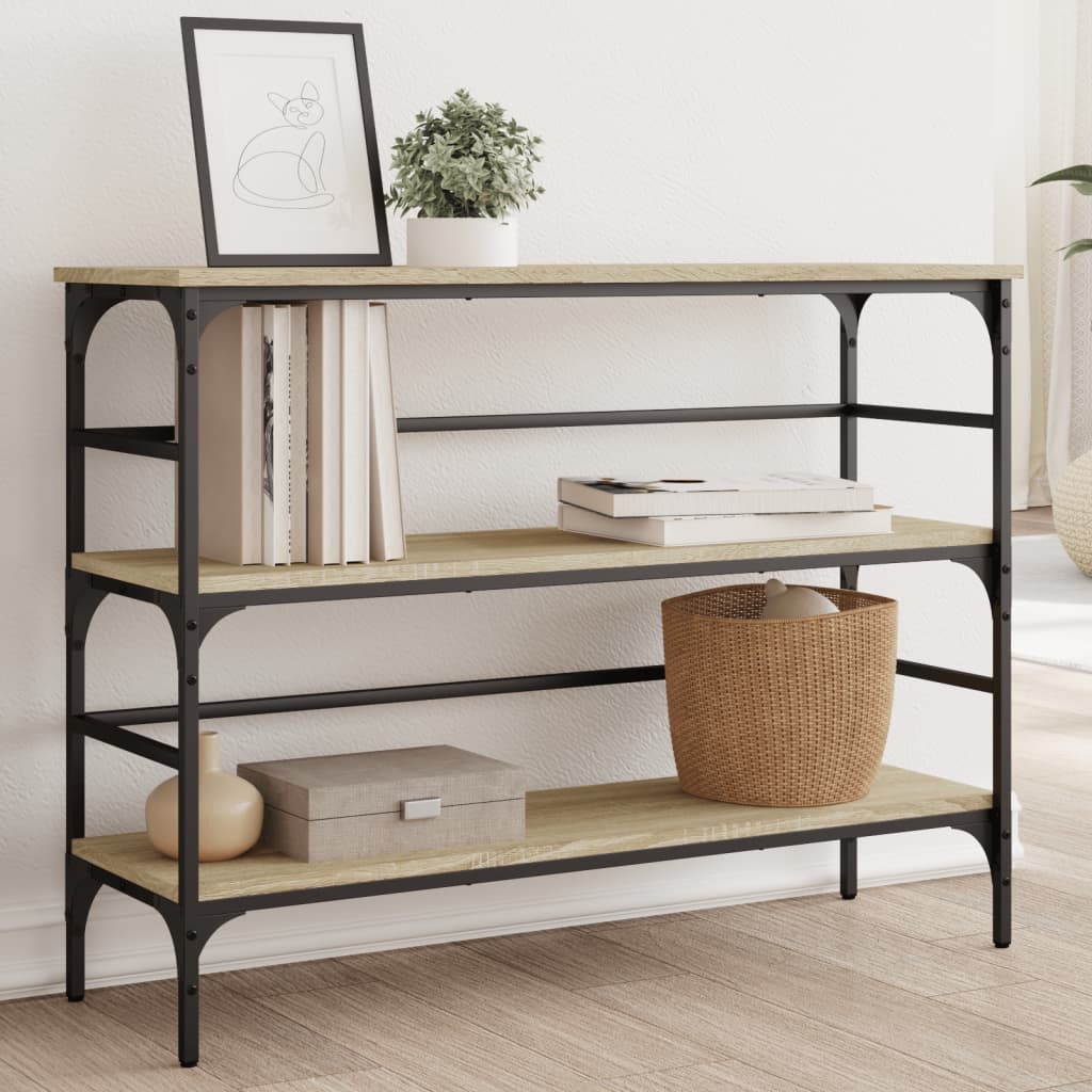 konsolbord 100x32x75 cm konstrueret træ sonoma-eg