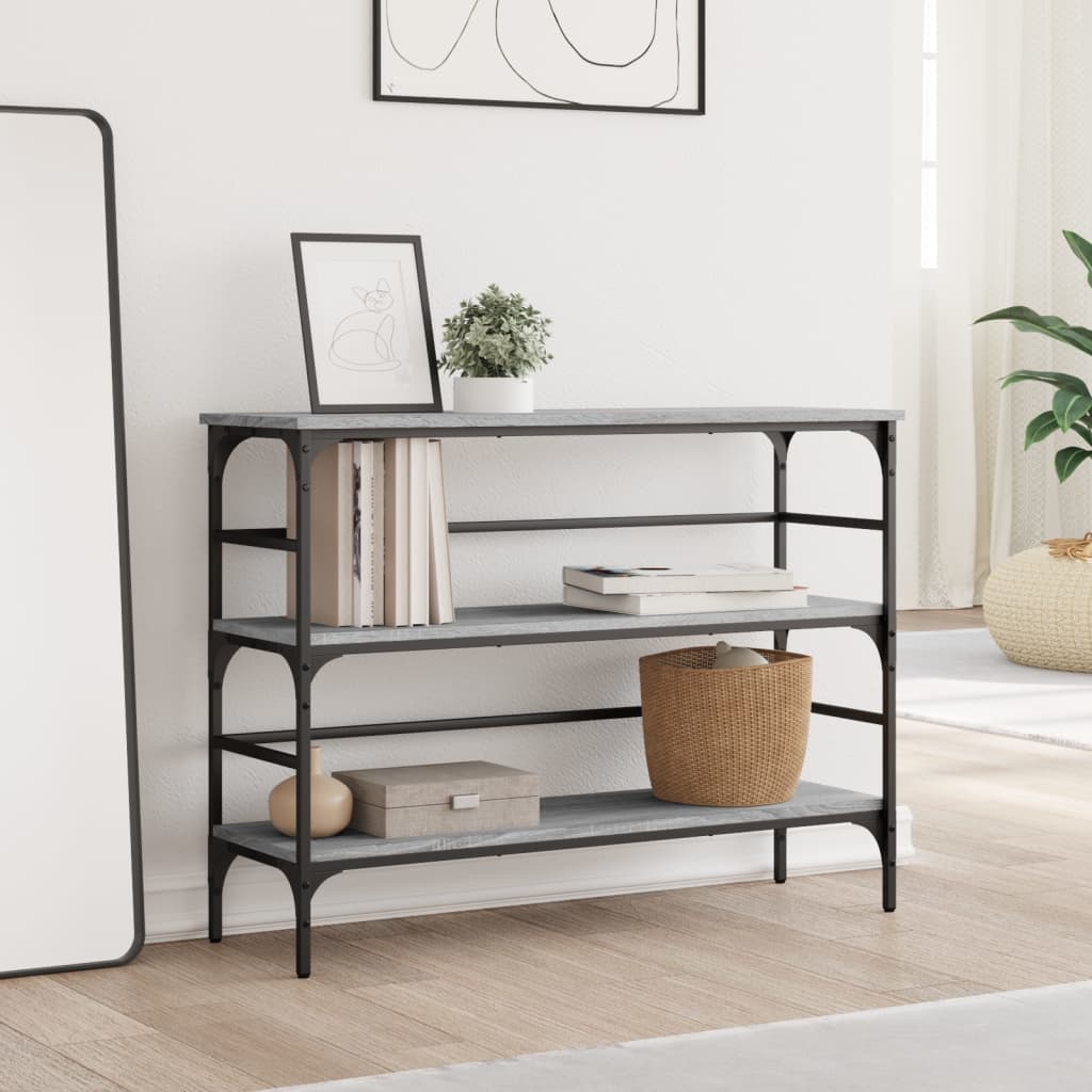 konsolbord 100x32x75 cm konstrueret træ grå sonoma-eg