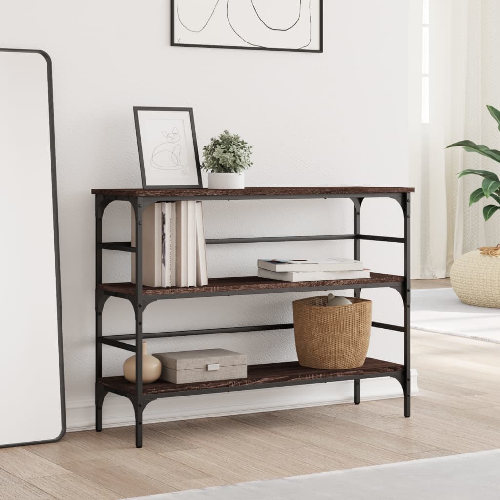 konsolbord 100x32x75 cm konstrueret træ brun egetræsfarve