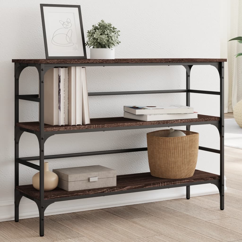 konsolbord 100x32x75 cm konstrueret træ brun egetræsfarve