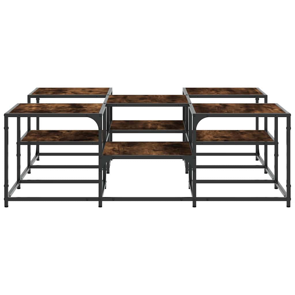 sofabord 121x121x40 cm konstrueret træ røget egetræsfarve