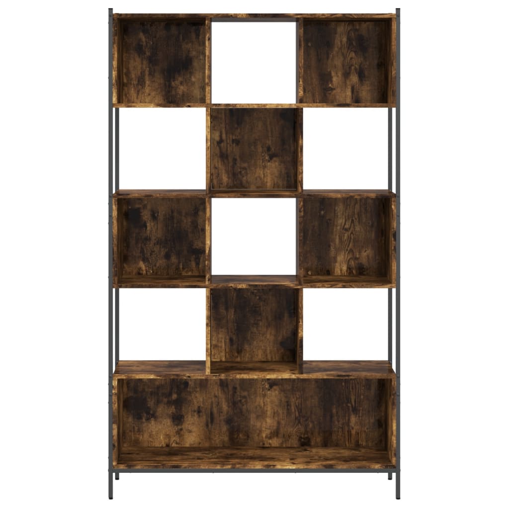 bogreol 102x28x172 cm konstrueret træ røget egetræsfarve