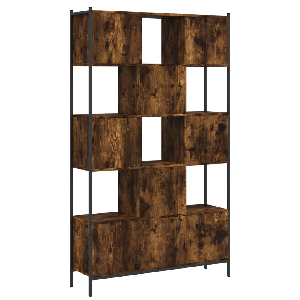 bogreol 102x28x172 cm konstrueret træ røget egetræsfarve