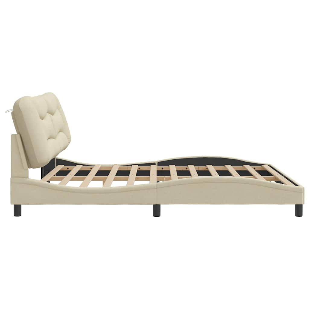 sengeramme uden madras Hvar 200x200 cm stof cremefarvet