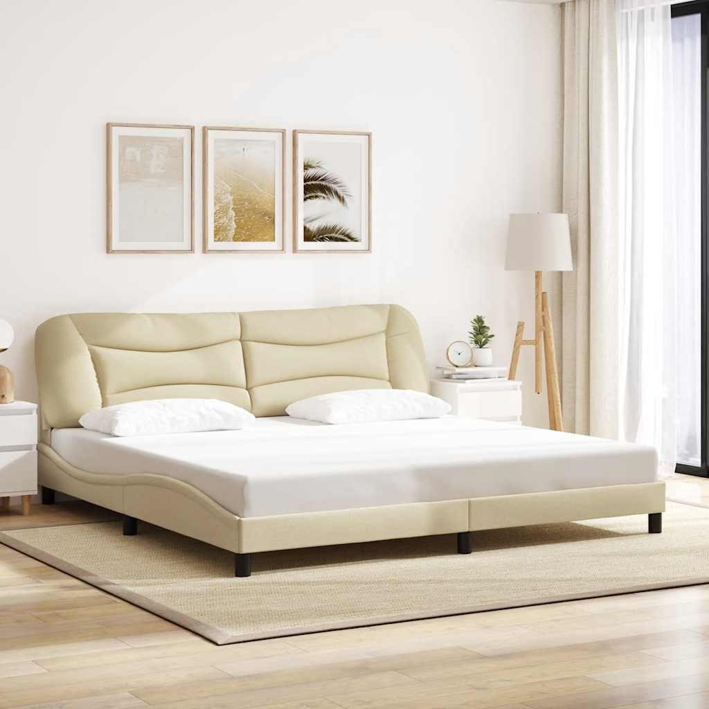 sengeramme uden madras Hvar 200x200 cm stof cremefarvet