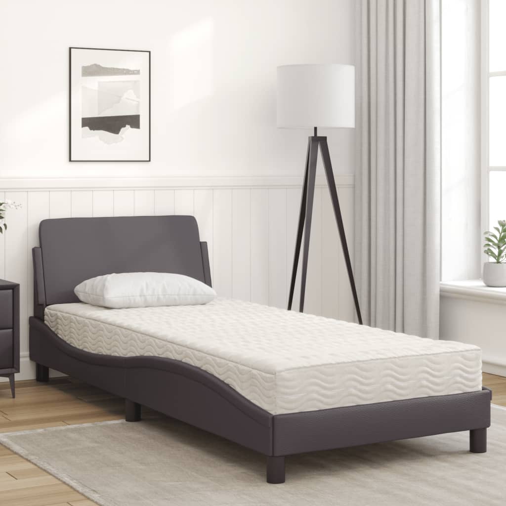 seng med madras Dover 90x200 cm kunstlæder grå