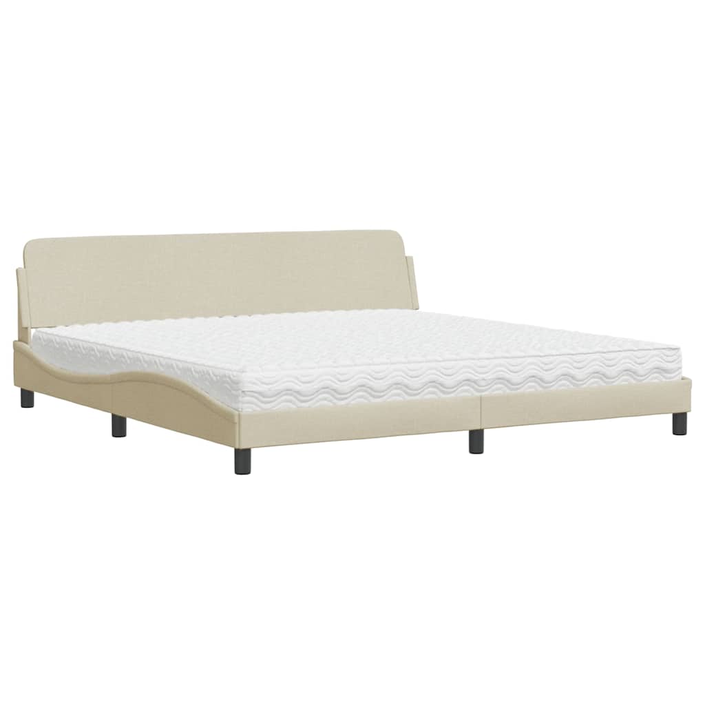 seng med madras Dover 200x200 cm stof cremefarvet