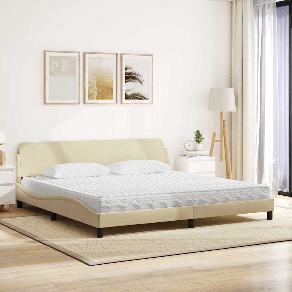 seng med madras Dover 200x200 cm stof cremefarvet