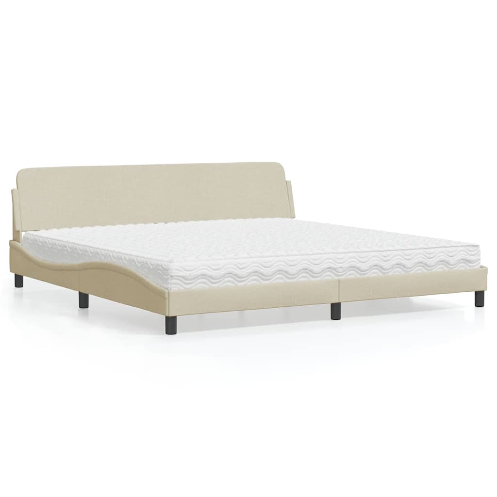 seng med madras Dover 200x200 cm stof cremefarvet