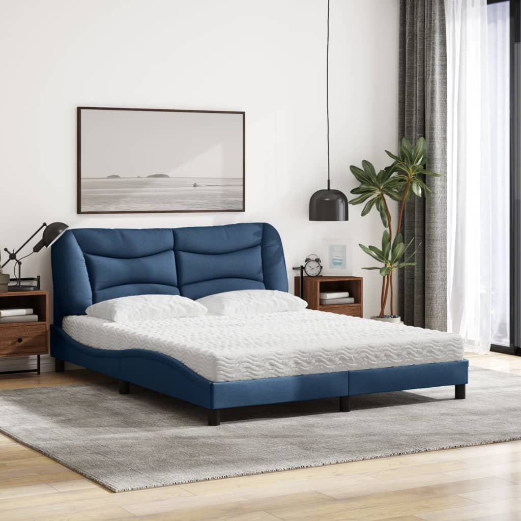 seng med madras Hvar 160x200 cm stof blå