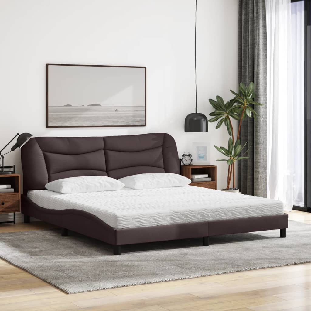 seng med madras Hvar 180x200 cm stof mørkebrun