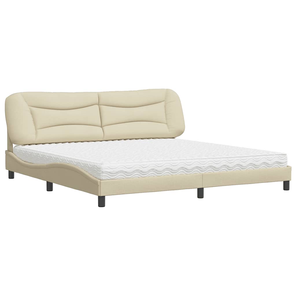 seng med madras Hvar 200x200 cm stof cremefarvet