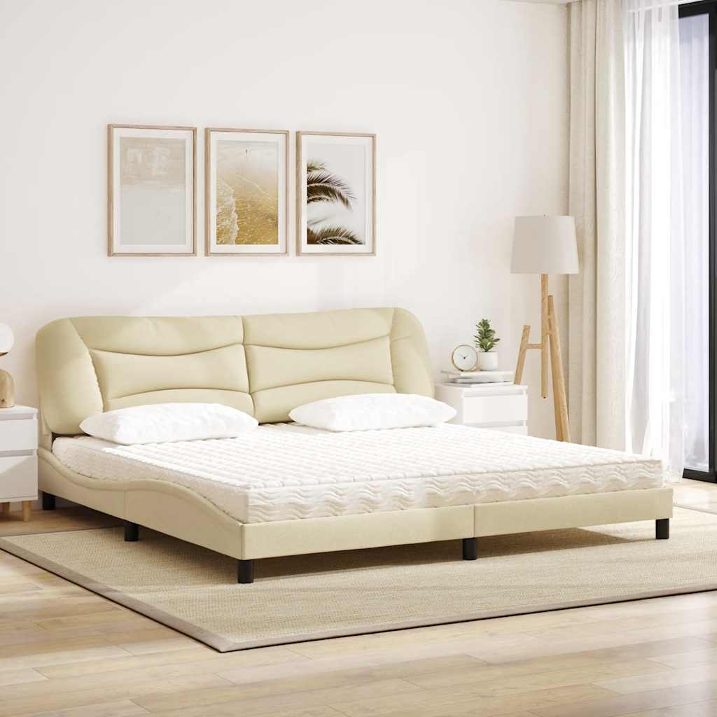 seng med madras Hvar 200x200 cm stof cremefarvet