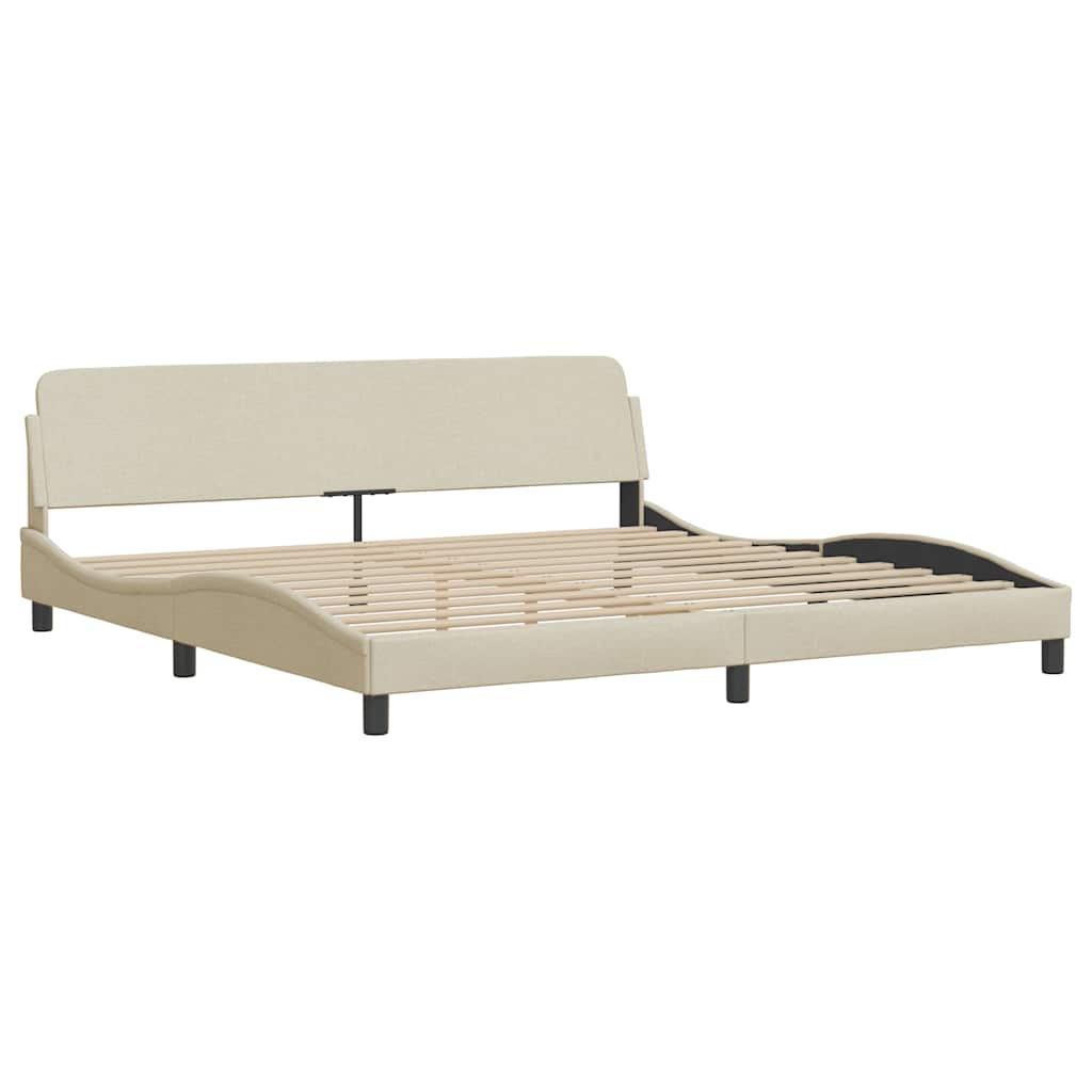 seng med madras Hvar 200x200 cm stof cremefarvet