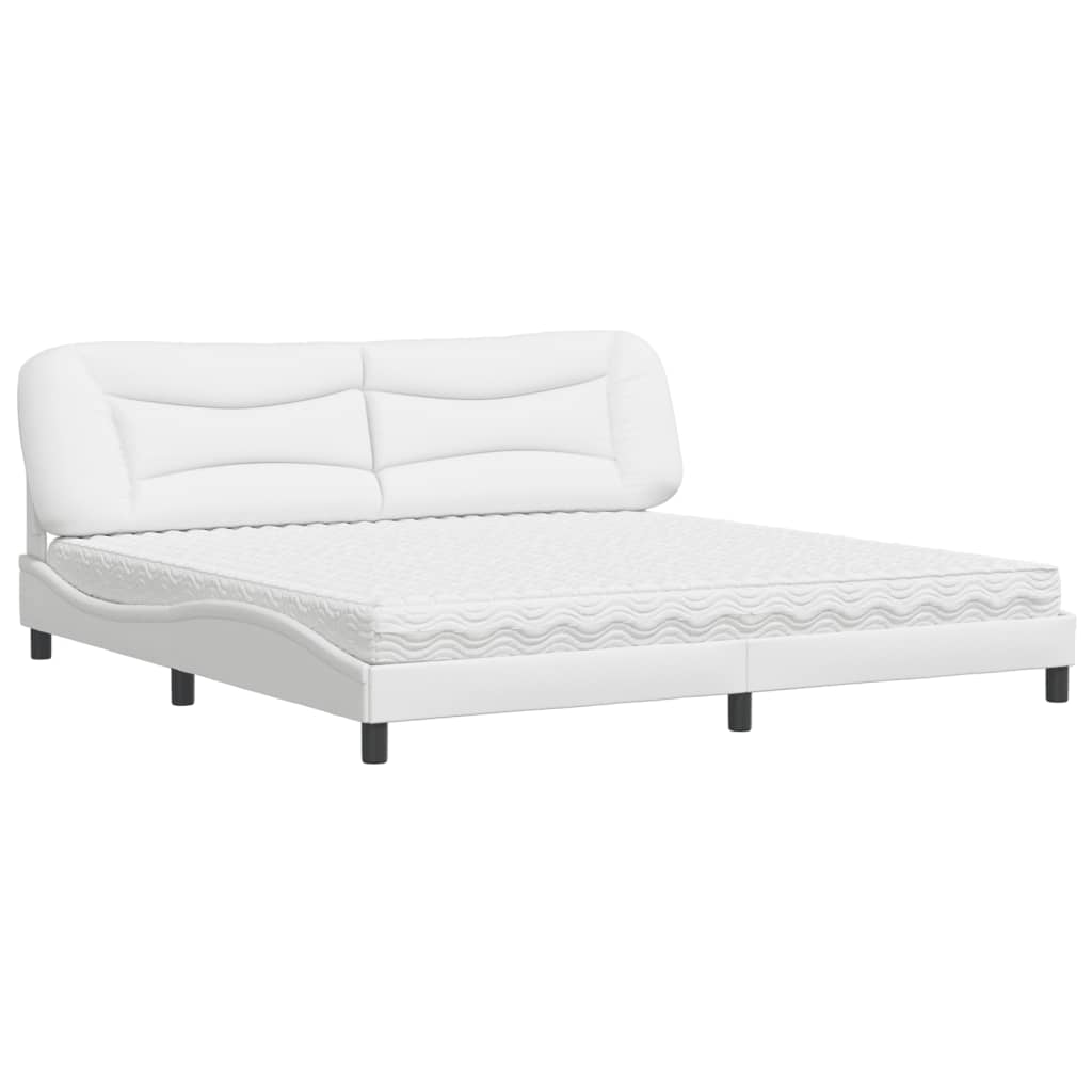 seng med madras Hvar 200x200 cm kunstlæder hvid