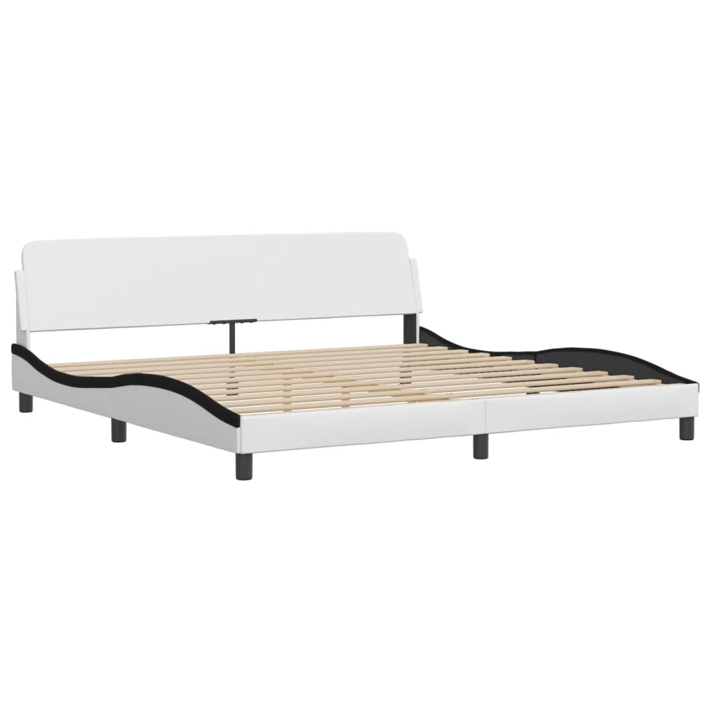 seng med madras Hvar 200x200 cm kunstlæder hvid og sort